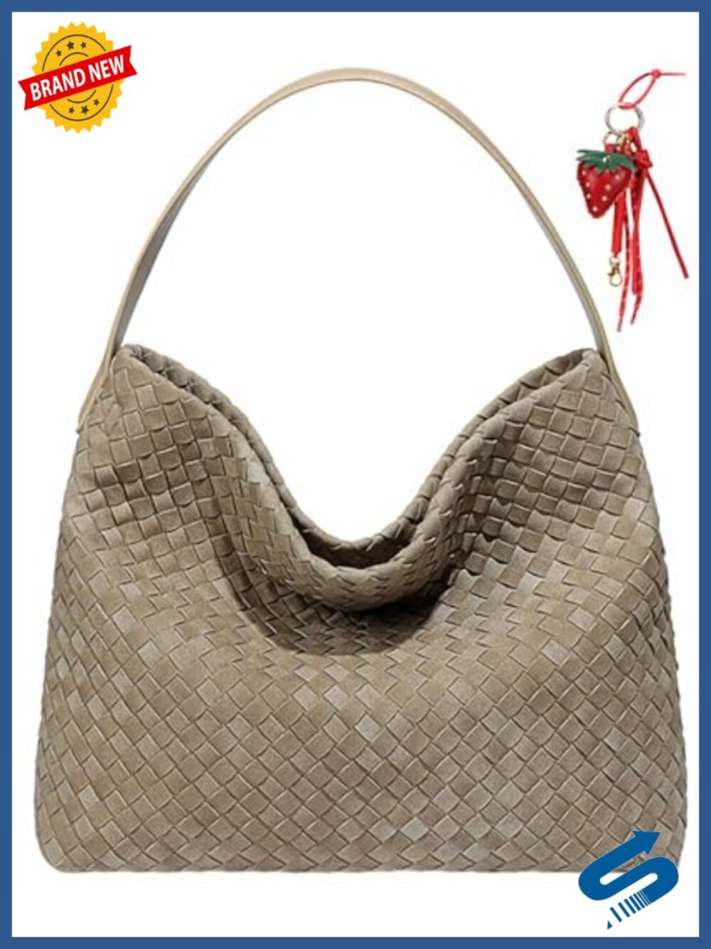 Woven Suede Shoulder Bag Hobo Tote Satchel Crossbody for Work Weekend Travel